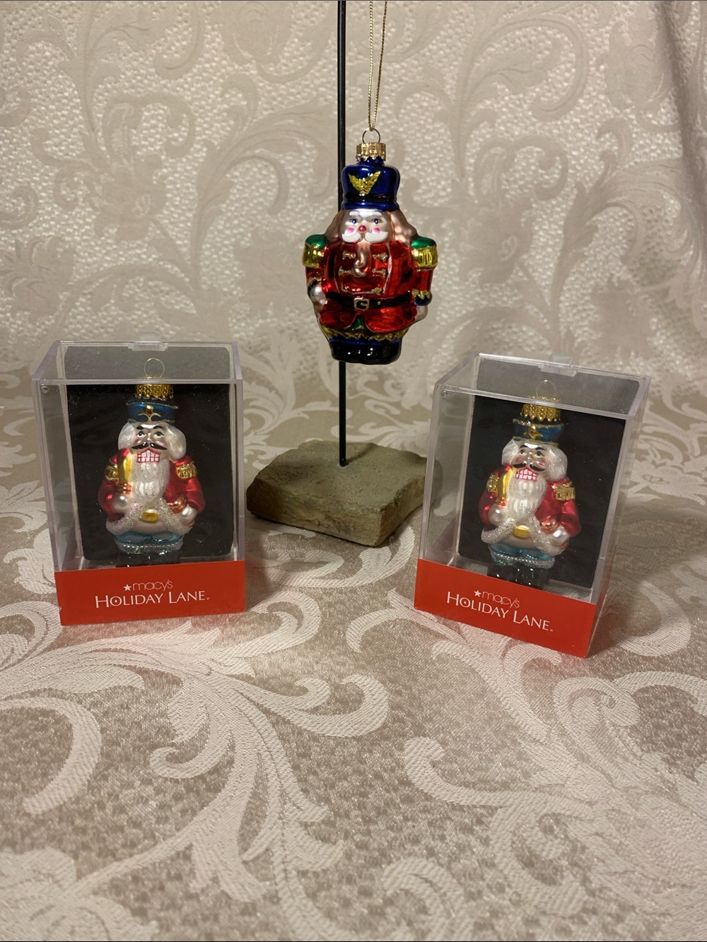 Holiday Lane Glass Nutcracker Ornament - Red and Blue